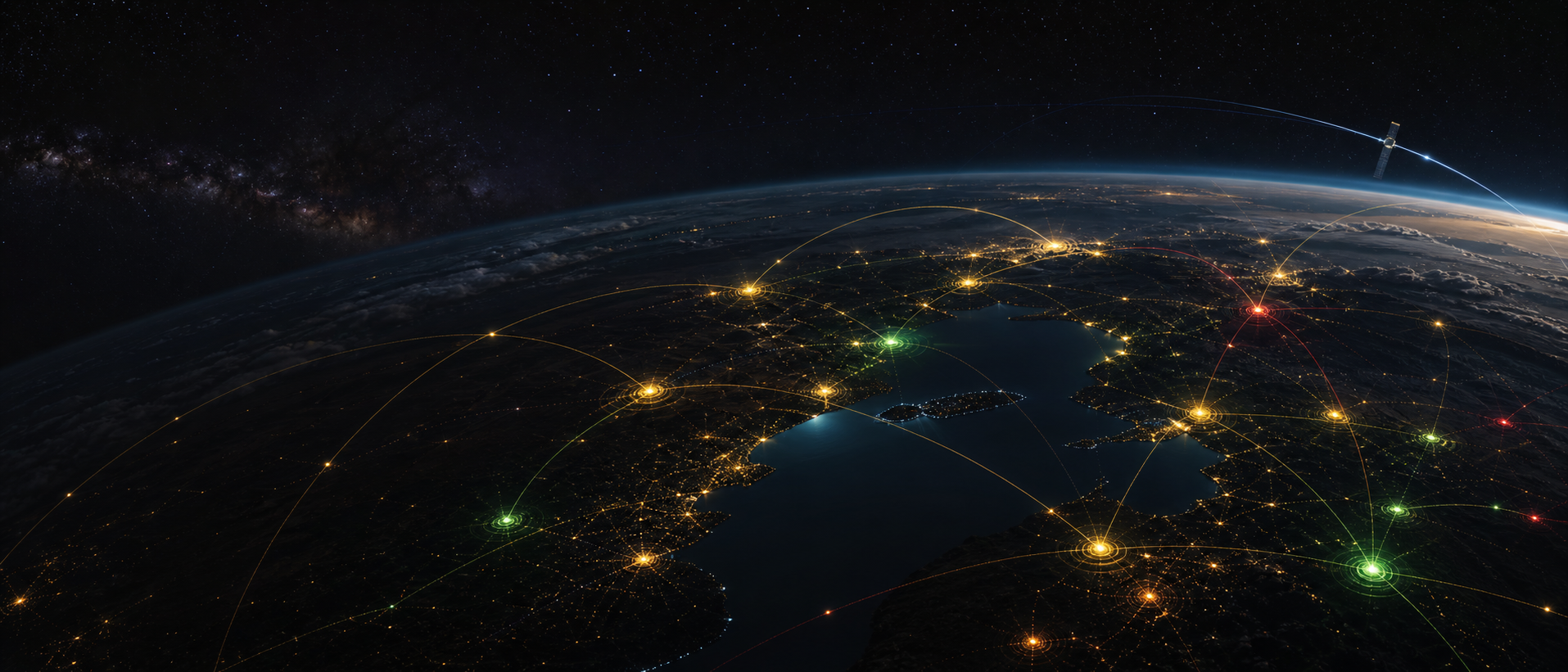Orbital network lights over Uganda and East Africa from space