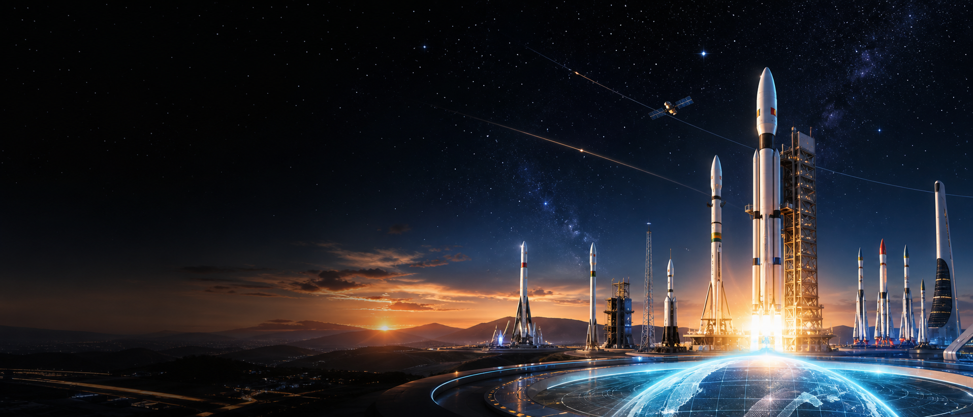 Cinematic rocket exhibition launch field under stars for World Space Week Uganda 2026