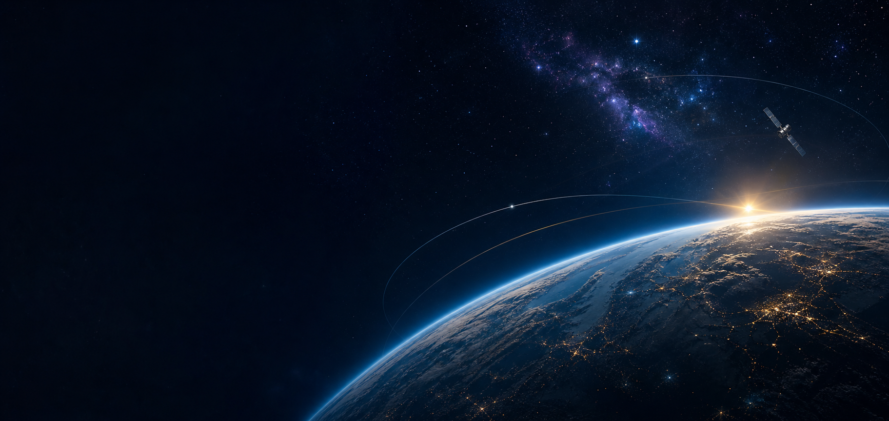 Earth horizon and deep-space star field
